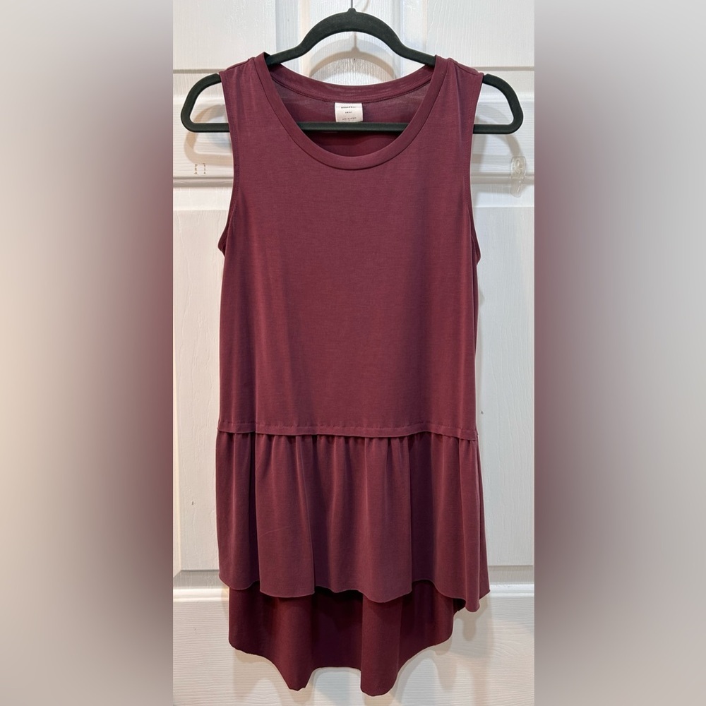 Anthropologie Mote Burgundy Sleeveless Hi Low Tank Women Sz S Preppy Mature